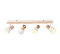 Lightbox Nature barra per faretti in pioppo - 17 x 58 x 7 cm - faretto da soffitto con teste orientabili - 4 x E14, max. 28 W - in metallo/legno - in bianco/natura