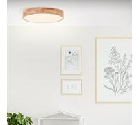 Lightbox Nature Lampada da soffitto a LED con luce bianca calda (3000 K) | Ø 40 cm | lampada da parete e soffitto | 22 W | luminosità: 2300 lumen | in metallo/plastica/legno di caucciù in marrone