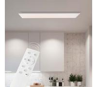 Lightbox Pannello LED parete | 120 x 30 cm | pannello dimmerabile da parete e soffitto con cornice bianca e telecomando e CCT | colore della luce da bianco caldo a bianco freddo (3000-6500 K) |
