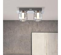 Lightbox Plafoniera LED moderna 15 x 35 x 35 cm - elegante plafoniera con sfere di vetro fumé come paralume - 22 W, 2200 lm, 3000 K - in metallo/vetro/acrilico - in cromo/vetro fumé