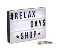 Relaxdays Light Box, set di 85 caratteri, lettere, cartello luminoso a LED, AxLxP: 22 x 30 x 4,3 cm, bianco/nero
