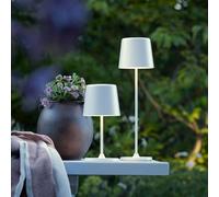 Lightbox Set di 2 lampade da tavolo a LED per interni ed esterni | 37 cm / 23 cm di altezza, Ø 10 cm | lampade da tavolo per esterni in bianco opaco con touch dimmer | mobile/wireless/portatile |