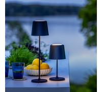 Lightbox Set di 2 lampade da tavolo a LED per interni ed esterni, 37 cm, altezza 23 cm, diametro 10 cm, colore nero opaco, con dimmer touch, portatile, ricaricabili tramite USB, batteria