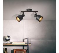 Lightbox Tubo faretto industriale 18 x 35 x 26 cm - faretto da soffitto con teste orientabili - 2 x E14, max. 18 W - in metallo - in nero sabbia