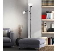 Lightbox uplighter - altezza 1,8 m - lampada da terra nera con braccio di lettura regolabile - 1x E27 max. 60 W & 1 x E14 max. 25 W in alluminio/plastica in bianco/nero