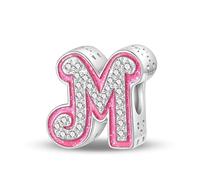 LIGHTDOG 925 Argento Perline Rosa Stoned Charms Europeo Signore Bracciali Principessa Bambola Stile 26 Lettere Perline