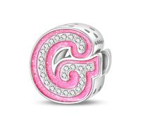 LIGHTDOG 925 Argento Perline Rosa Stoned Charms Europeo Signore Bracciali Principessa Bambola Stile 26 Lettere Perline