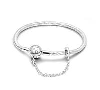 LIGHTDOG 925 Bracciale a catena di serpenti in argento Adatto per l'Europa Bracciale con ciondolo Perline Bracciale in argento Sterling Regali da donna per le persone care