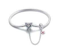 LIGHTDOG 925 Bracciale a catena di serpenti in argento Adatto per l'Europa Bracciale con ciondolo Perline Bracciale in argento Sterling Regali da donna per le persone care