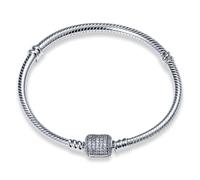LIGHTDOG 925 Bracciale a catena di serpenti in argento Adatto per l'Europa Bracciale con ciondolo Perline Bracciale in argento Sterling Regali da donna per le persone care