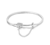 LIGHTDOG 925 Bracciale a catena di serpenti in argento Adatto per l'Europa Bracciale con ciondolo Perline Bracciale in argento Sterling Regali da donna per le persone care