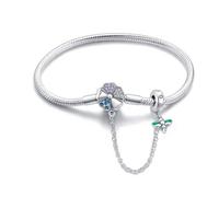 LIGHTDOG 925 Bracciale a catena di serpenti in argento Adatto per l'Europa Bracciale con ciondolo Perline Bracciale in argento Sterling Regali da donna per le persone care