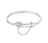 LIGHTDOG 925 Bracciale d'argento a catena di serpente Adatto per il braccialetto di fascino europeo Perline Bracciale d'argento Donna Regalo per i parenti