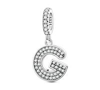 LIGHTDOG 925 Charms in argento sterling perline alfabetiche dalla A alla Z per l'Europa e i braccialetti Pandora 26 lettere dell'alfabeto con zirconi