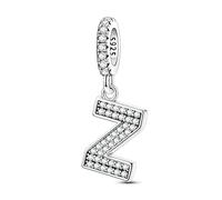 LIGHTDOG 925 Charms in argento sterling perline alfabetiche dalla A alla Z per l'Europa e i braccialetti Pandora 26 lettere dell'alfabeto con zirconi