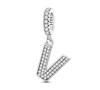 LIGHTDOG 925 Charms in argento sterling perline alfabetiche dalla A alla Z per l'Europa e i braccialetti Pandora 26 lettere dell'alfabeto con zirconi