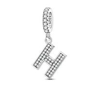 LIGHTDOG 925 Charms in argento sterling perline alfabetiche dalla A alla Z per l'Europa e i braccialetti Pandora 26 lettere dell'alfabeto con zirconi