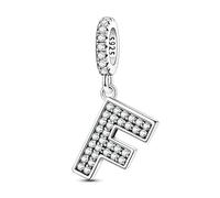 LIGHTDOG 925 Charms in argento sterling perline alfabetiche dalla A alla Z per l'Europa e i braccialetti Pandora 26 lettere dell'alfabeto con zirconi