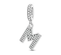 LIGHTDOG 925 Charms in argento sterling perline alfabetiche dalla A alla Z per l'Europa e i braccialetti Pandora 26 lettere dell'alfabeto con zirconi