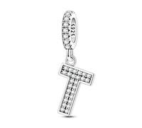 LIGHTDOG 925 Charms in argento sterling perline alfabetiche dalla A alla Z per l'Europa e i braccialetti Pandora 26 lettere dell'alfabeto con zirconi