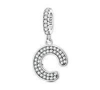 LIGHTDOG 925 Charms in argento sterling perline alfabetiche dalla A alla Z per l'Europa e i braccialetti Pandora 26 lettere dell'alfabeto con zirconi