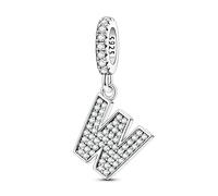 LIGHTDOG 925 Charms in argento sterling perline alfabetiche dalla A alla Z per l'Europa e i braccialetti Pandora 26 lettere dell'alfabeto con zirconi