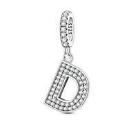 LIGHTDOG 925 Charms in argento sterling perline alfabetiche dalla A alla Z per l'Europa e i braccialetti Pandora 26 lettere dell'alfabeto con zirconi