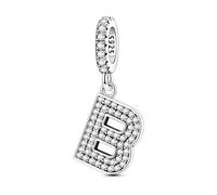 LIGHTDOG 925 Charms in argento sterling perline alfabetiche dalla A alla Z per l'Europa e i braccialetti Pandora 26 lettere dell'alfabeto con zirconi