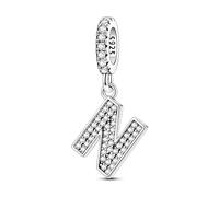 LIGHTDOG 925 Charms in argento sterling perline alfabetiche dalla A alla Z per l'Europa e i braccialetti Pandora 26 lettere dell'alfabeto con zirconi