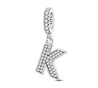 LIGHTDOG 925 Charms in argento sterling perline alfabetiche dalla A alla Z per l'Europa e i braccialetti Pandora 26 lettere dell'alfabeto con zirconi