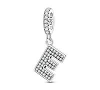 LIGHTDOG 925 Charms in argento sterling perline alfabetiche dalla A alla Z per l'Europa e i braccialetti Pandora 26 lettere dell'alfabeto con zirconi