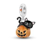 LIGHTDOG 925 Donna Bracciale d'argento Charms Oktoberfest Ciondolo per Pandora Charms e Europa Bracciale Donna Perline Ciondolo Zucca Halloween