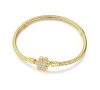 LIGHTDOG bracciale con chiusura a scatto in argento sterling 925, catena a serpente con cuori in stile retrò dorata, compatibile con i charm Pandora, regalo per donne