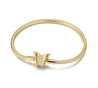 LIGHTDOG bracciale con chiusura a scatto in argento sterling 925, catena a serpente con cuori in stile retrò dorata, compatibile con i charm Pandora, regalo per donne