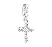 LIGHTDOG Ciondolo da donna in argento sterling 925, compatibile con i braccialetti europei, un romantico e classico ciondolo a perla