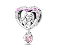LIGHTDOG Ciondolo in argento sterling 925 da donna, compatibile con i bracciali Pandora e quelli europei, regalo per la Festa della Mamma e San Valentino