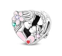 LIGHTDOG Ciondolo in argento sterling 925 da donna, compatibile con i bracciali Pandora e quelli europei, regalo per la Festa della Mamma e San Valentino