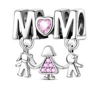 LIGHTDOG Ciondolo in argento sterling 925 da donna, compatibile con i bracciali Pandora e quelli europei, regalo per la Festa della Mamma e San Valentino
