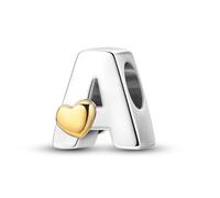 LIGHTDOG Donna 925 Argento Ciondolo Charms Compatibile con Bracciali Europei per Donne Ragazze Adatta a Bracciali Ipoallergenico 26 Cuore Lettera Perline