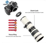 Lightdow 420-800mm F8.3-16 Obiettivo zoom manuale super teleobiettivo professionale con adattatore ad anello T2 Canon EF Nikon F UK DE ES Consegna