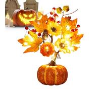 Lighted Artificial Pumpkins - Battery Powered Autumn Decoration Pumpkin Tree Lights for Harvest, Halloween with Warm Glow Accent, Festive Centerpiece for Thanksgiving Wedding, Orange, Indoor P