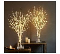 Lighted Branches for Vases, 50led Elegant Glow Birch Branch Decoration Lights By Batteries, for Elegant Indoor Christmas, Romantic Wedding, Lively Party and Fashion Home Decoration(White-2Set)