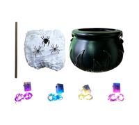 Lighted Cauldron, Halloween Table Decor, Candy Container with Bubble Effect