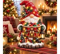 Lighted Christmas Candy Bowl, 4 Festive Holiday Character Design (Gnome) | Warm Lighted Candy Dish in 4 Festive Designs for Wrapped Sweets, Mantels, Entryways, Kitchens and Holiday Tables