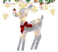 Lighted Christmas Deer -Waterproof Iron Decor With Bow List Deer Bow Light