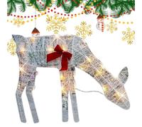 Lighted Christmas Deer -Waterproof Iron Decor With Bow List Deer Bow Light