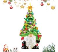 Lighted Christmas Gnomes Decorations,8" Gnome Christmas Tree with Multicolored Lights,Mini Prelit Hand-Painted Xmas Tree Decor for Home Room Fireplace Office (1pcs)
