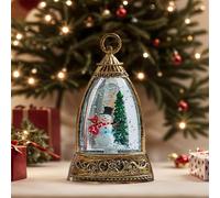 Lighted Christmas Snow Globe Lantern - Glittering Battery Operated Lamp, SnowyChristmas Luminous Atmosphere Ornaments | Snowman Tree Wind Lamp for Holiday, Birthday, Thanksgiving, Desk, R