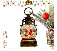 Lighted Christmas Snow Globe Lantern - Rotating Santa Snowball Centerpiece, Vintage Water Lantern with Glitter Swirl Effect | USB & Battery Powered Musical Decoration for Mantel, Tabletop, Bedroom, Un