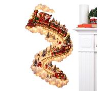 Lighted Christmas Wall Decor, LED Mağic Trail Snowflake and Character | Festive Acrylic and Cotton Design Features Charming Holiday Motifs Like Santa, Snowmen, and Reindeer to Brighten Any Room